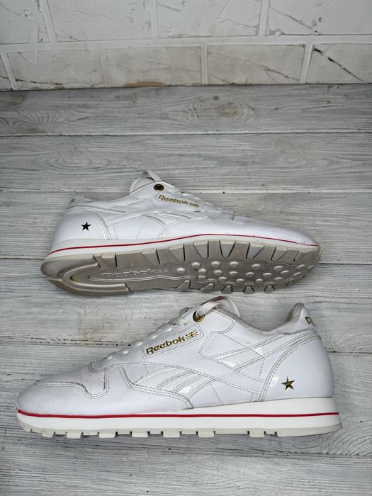 Мужские кроссовки reebok white red leather classic