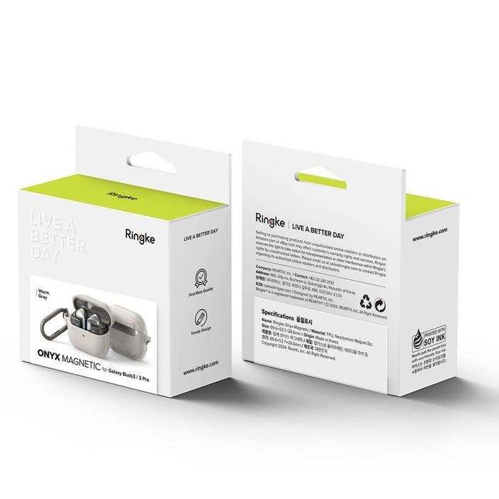 Etui Ringke Onyx MagSafe na Samsung Galaxy Buds 3 / 3 Pro - szary