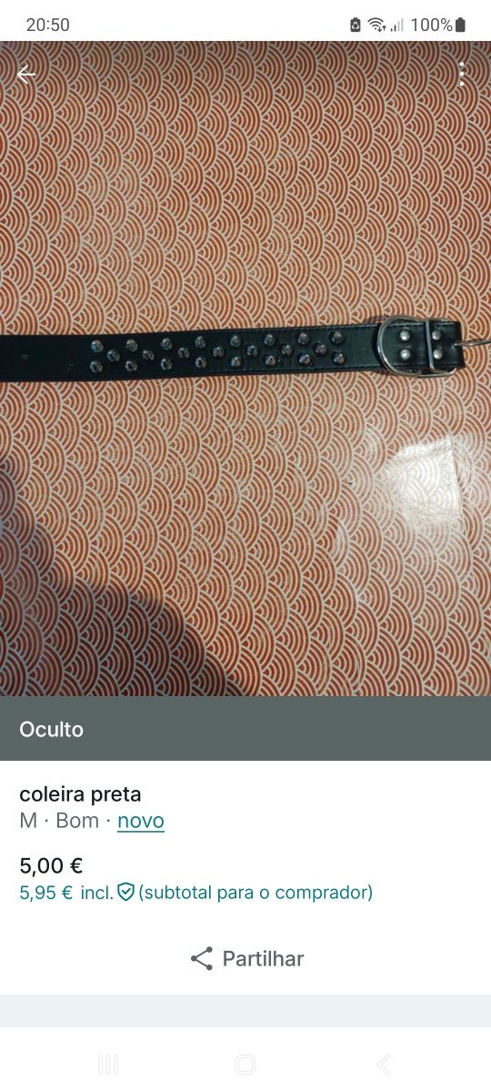 coleira preta com tachas