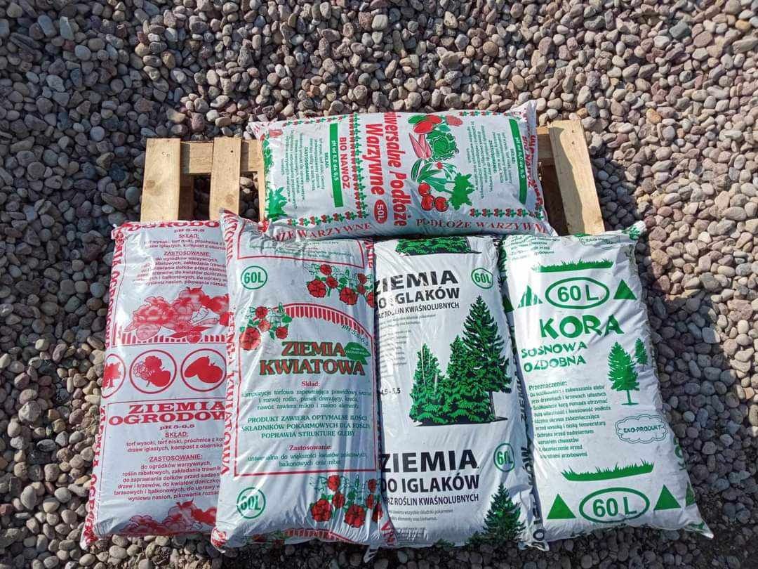 Ziemia ogrodowa, kora sosnowa, ziemia do iglaków
