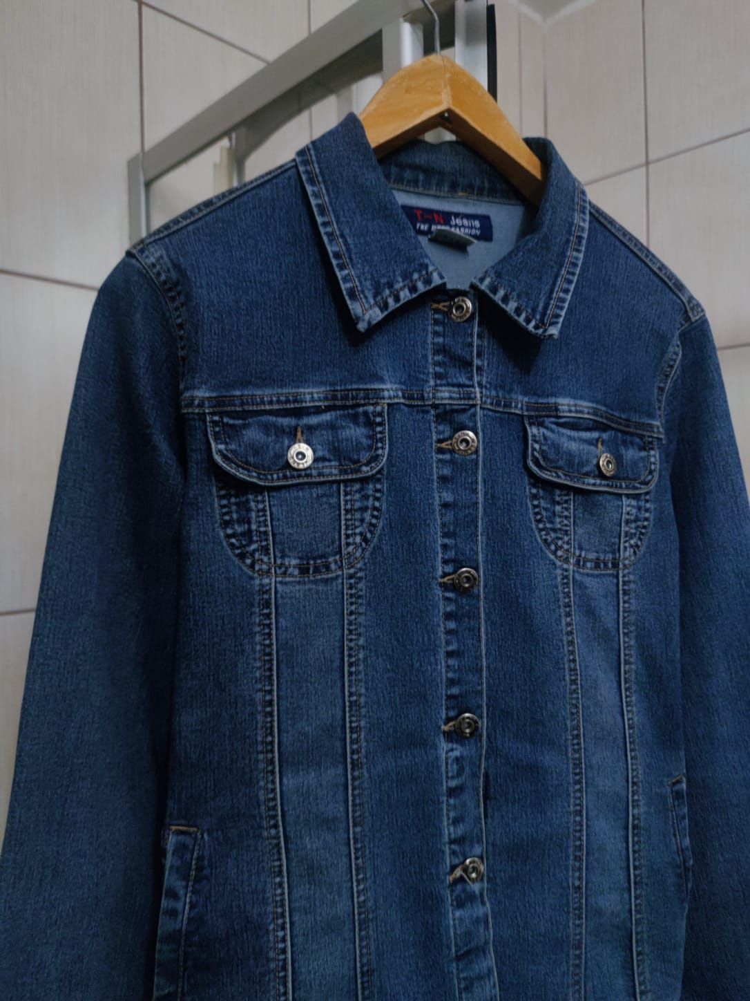 bluza kurtka jeansowa XL vintage ciemna granatowa jeansowa dżinsowa dż