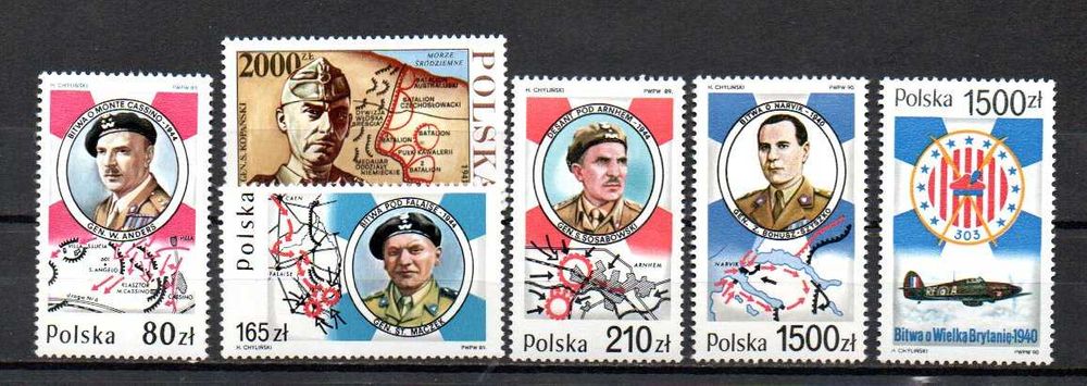 Polska znaczki - generałowie dowódcy , bitwy - komplet
