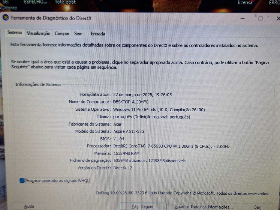 PC Computador Portátil Acer Aspire | i7 8th Gen | 16GB RAM | 232GB SSD