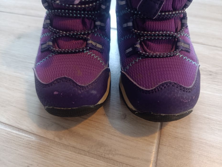 Buty zimowe, śniegowce, dziewczynka, fioletowe, wodoodporne, r. 23