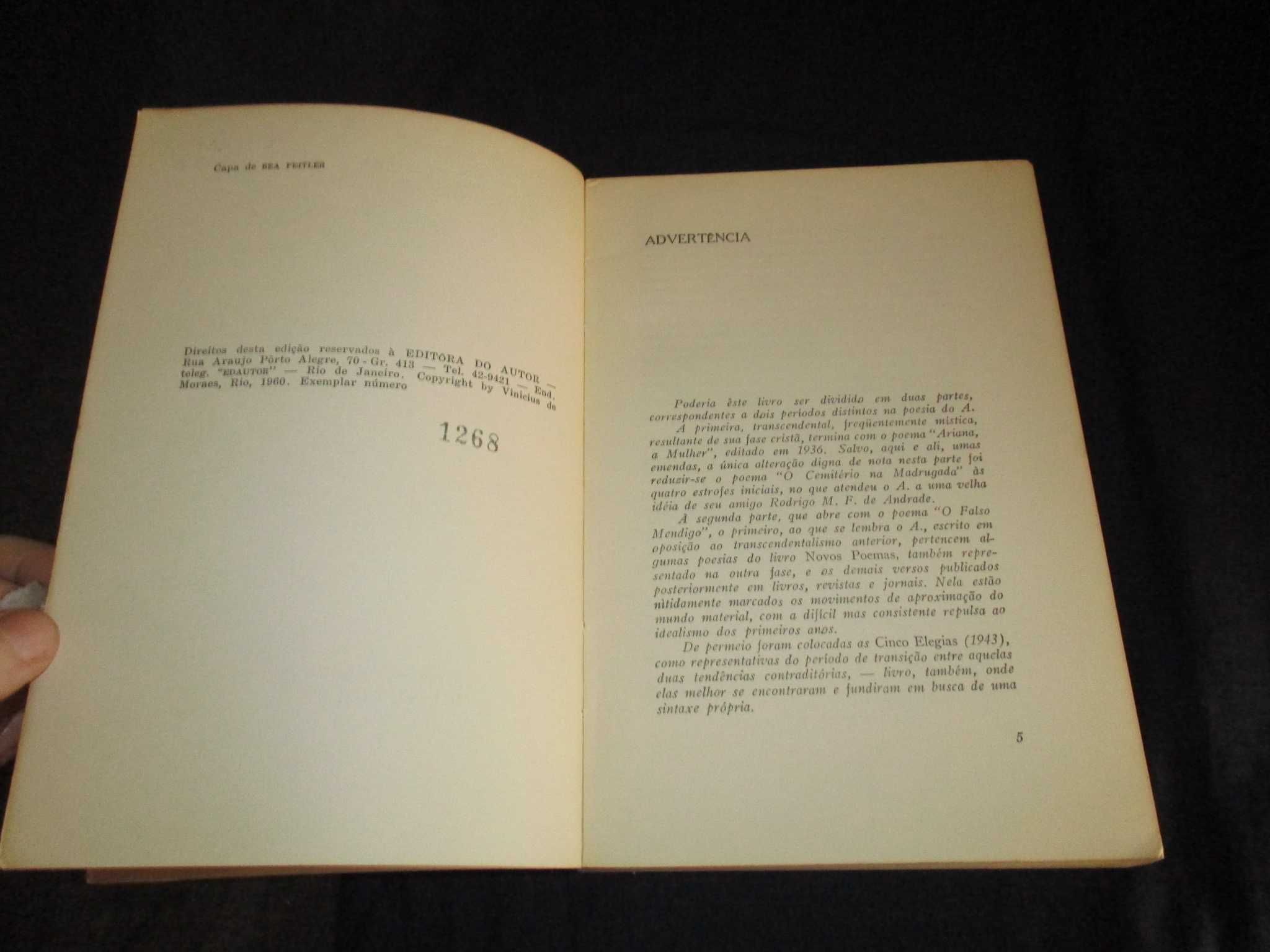 Livro Antologia Poética Vinicius de Moraes numerado