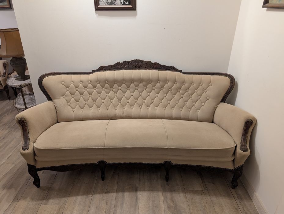 Zestaw wypoczynkowy w stulu ludwik- sofa i 2 fotele