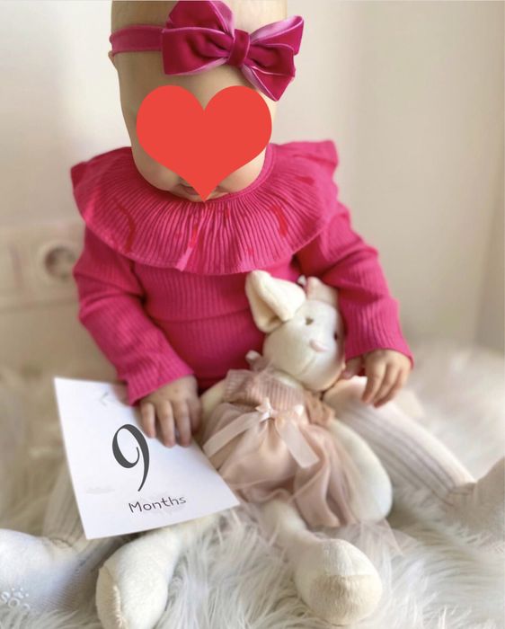 Святкове малинове боді в рубчик +повʼязка,Сукня,сарафани