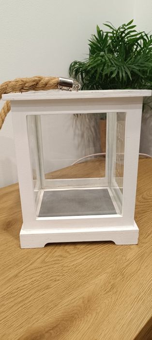 Білий дерев'яний декоративний ліхтар підсвічник фонарь jusk юск