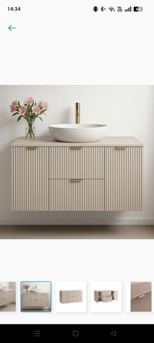 Szafka łazienkowa kaszmir 120 cm ryflowane drzwi