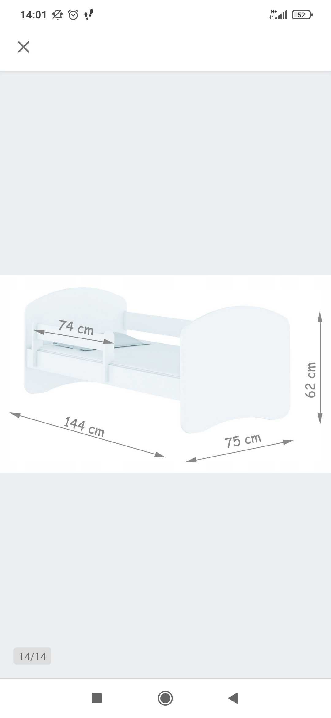 Łóżko dziecięce 144x75+materac pur lateks atest 140x70x10