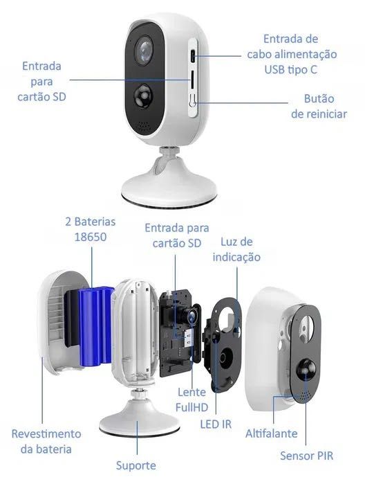 Câmara a Bateria * FullHD * Sem Fios * Monitorização Pessoas