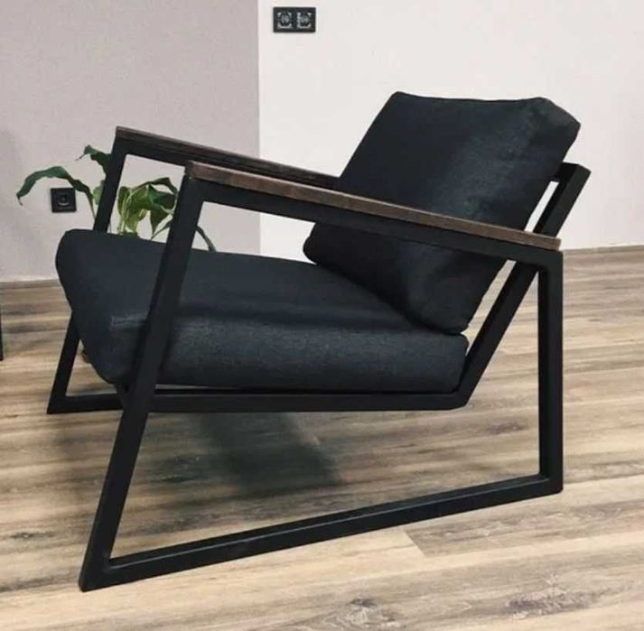 Крісло лофт для тераси, кафе, бару, лаунж зони | Метал + подушки