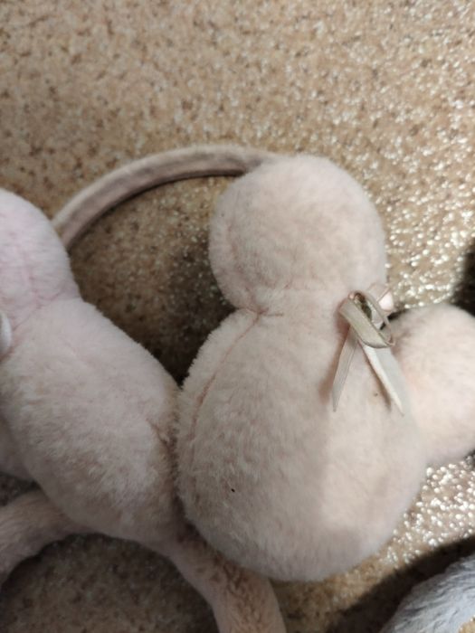 Навушники рожеві сірі зимові утеплені/ Міккі, Котик, Мінні