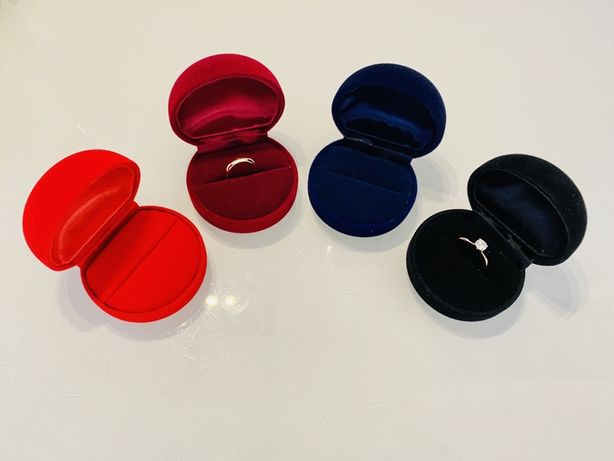 Caixa de anel em veludo, redonda, varias cores