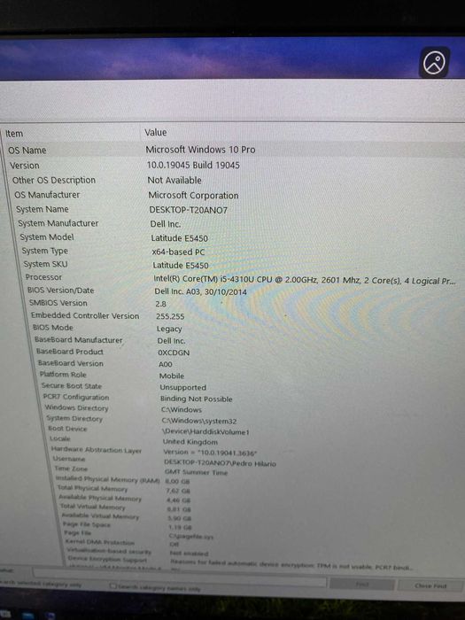 portatil dell latitude e5450