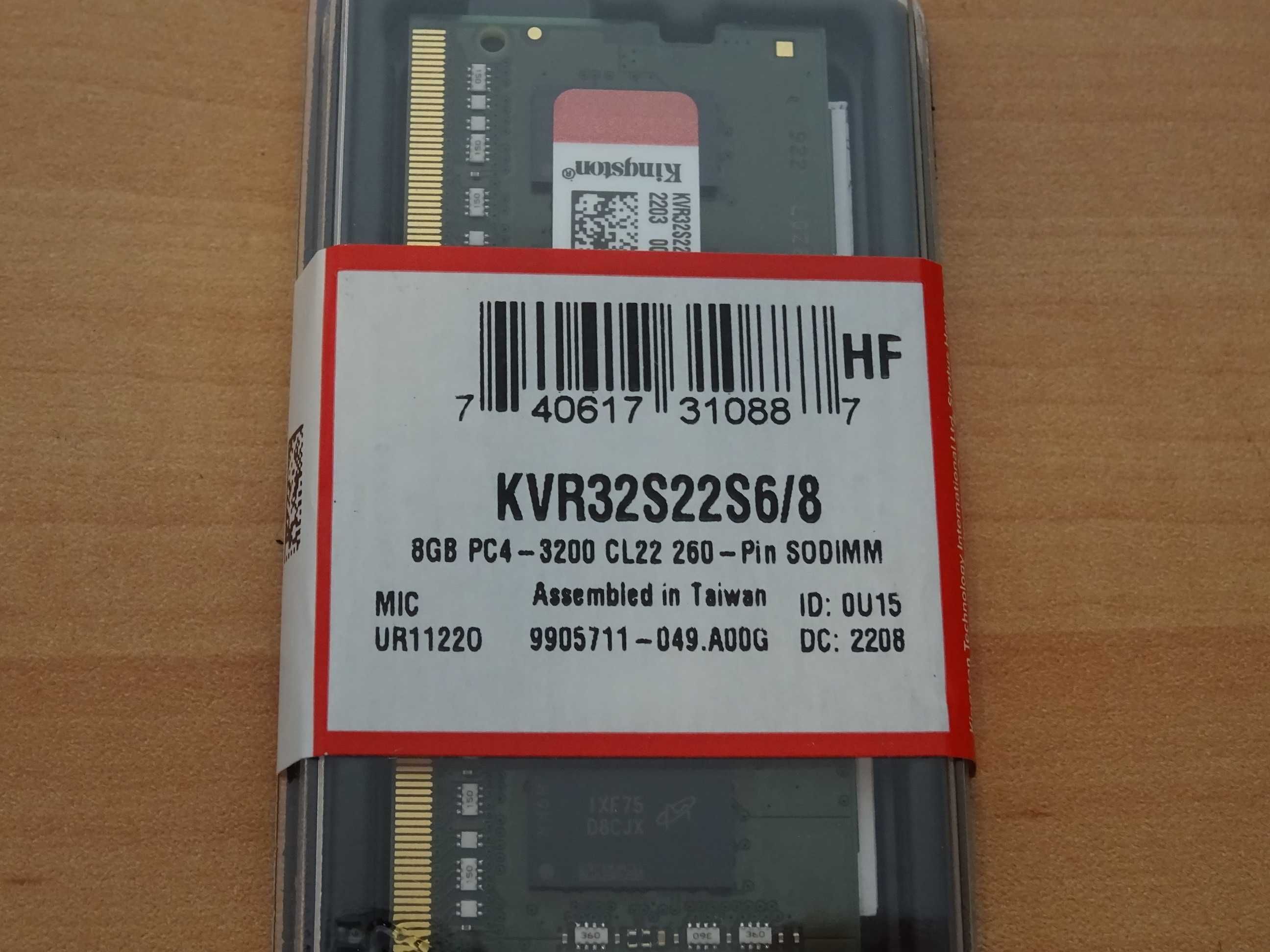 Memória RAM Kingston DDR4 3200 para portátil, novas, c/ Garantia