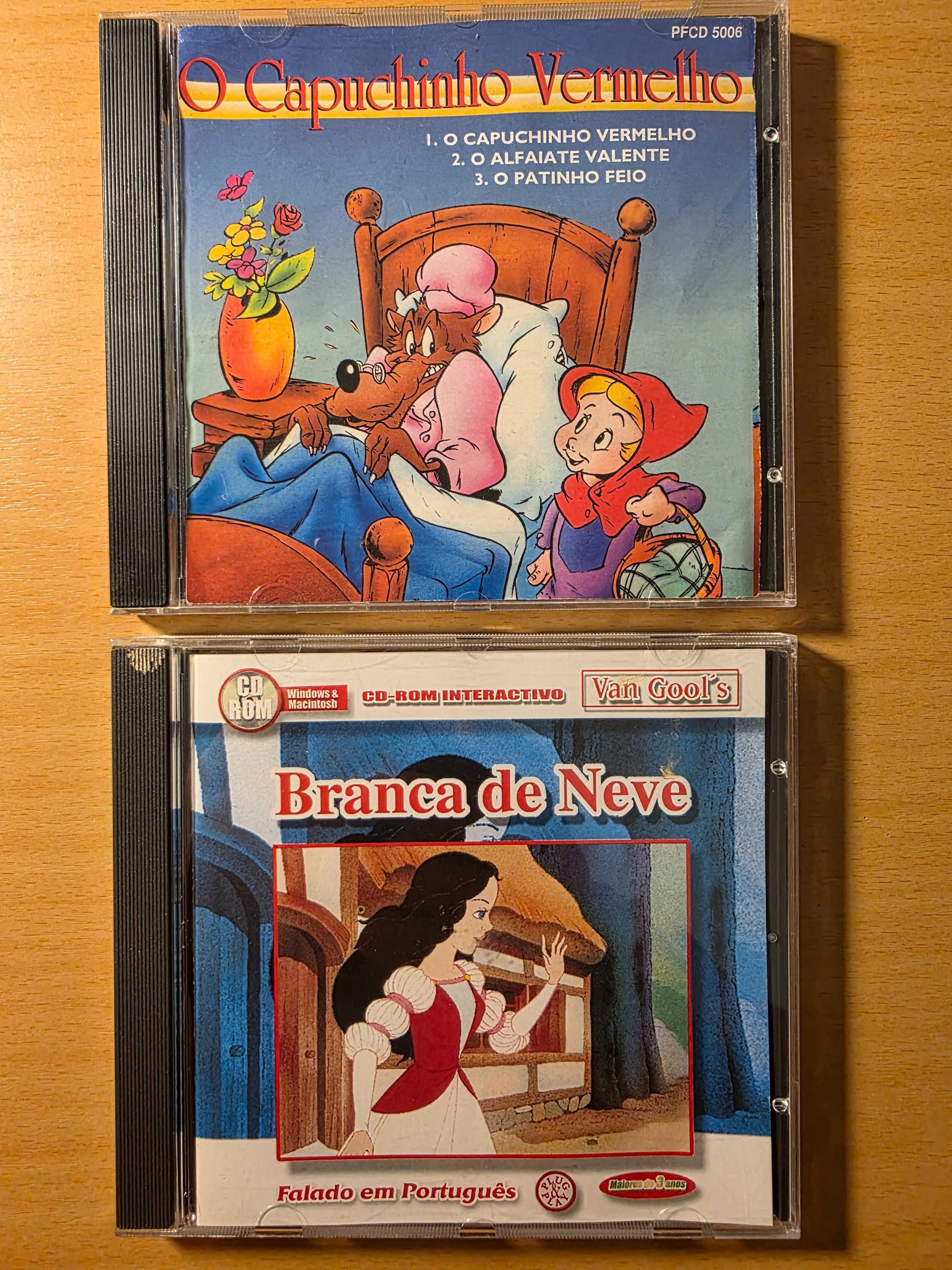 2 CD-ROMs infantis com "O Capuchinho Vermelho" e "Branca de Neve"