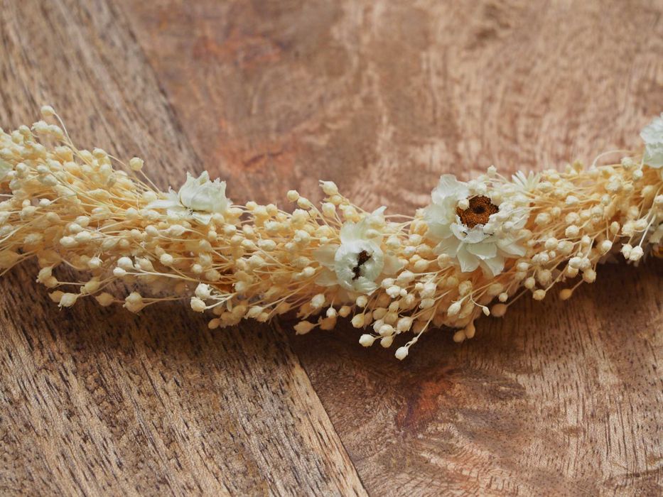 wianek z suszonych kwiatów, na komunie, wesele, wieczór panieński