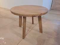Okrągły dębowy stolik kawowy 60cm lite drewno