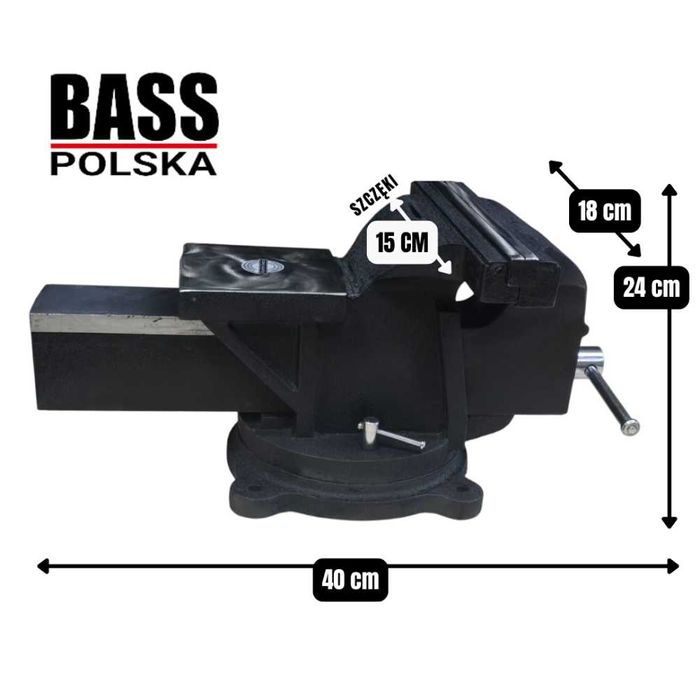 BASS POLSKA Żeliwne Imadło Warsztatowe Obrotowa Podstawa 150mm BP3266