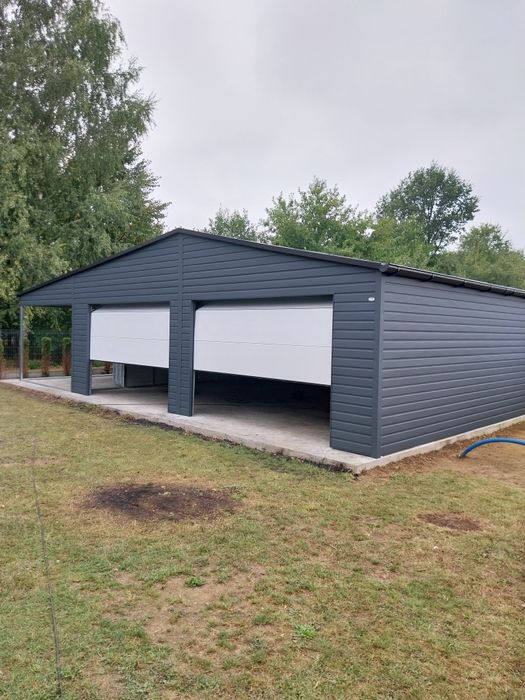 Garaż blaszany drewnopodobny profil zamknięty