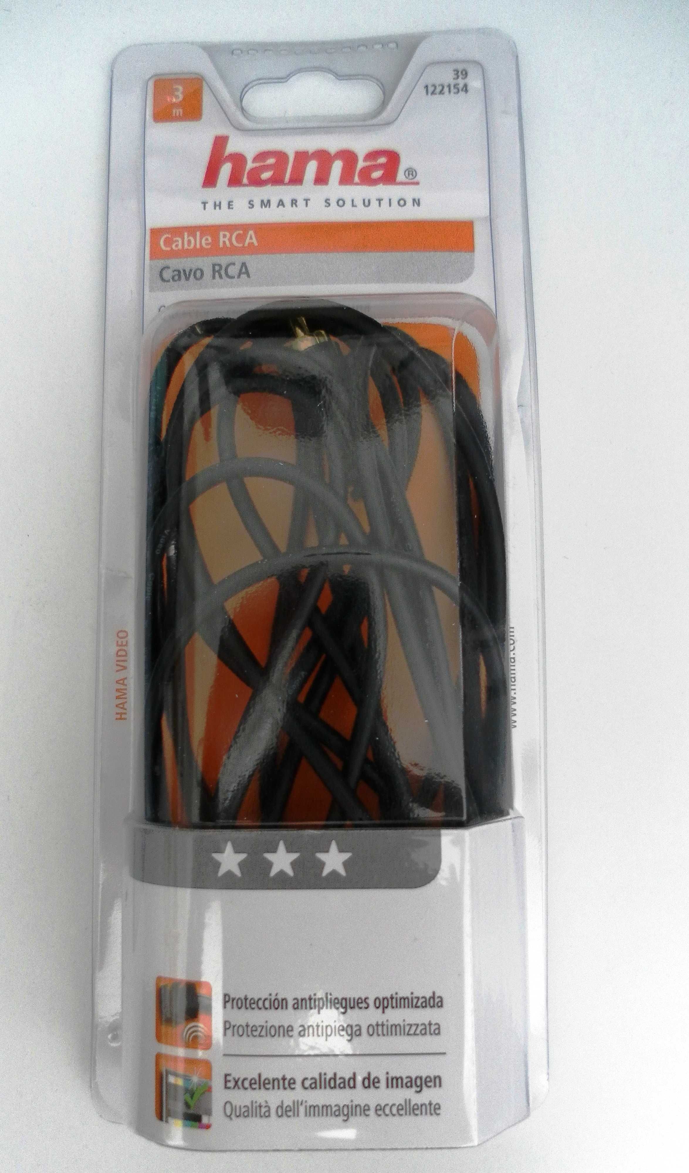 Cabo de vídeo HAMA RCA-RCA Dourado 3mts. (novo)