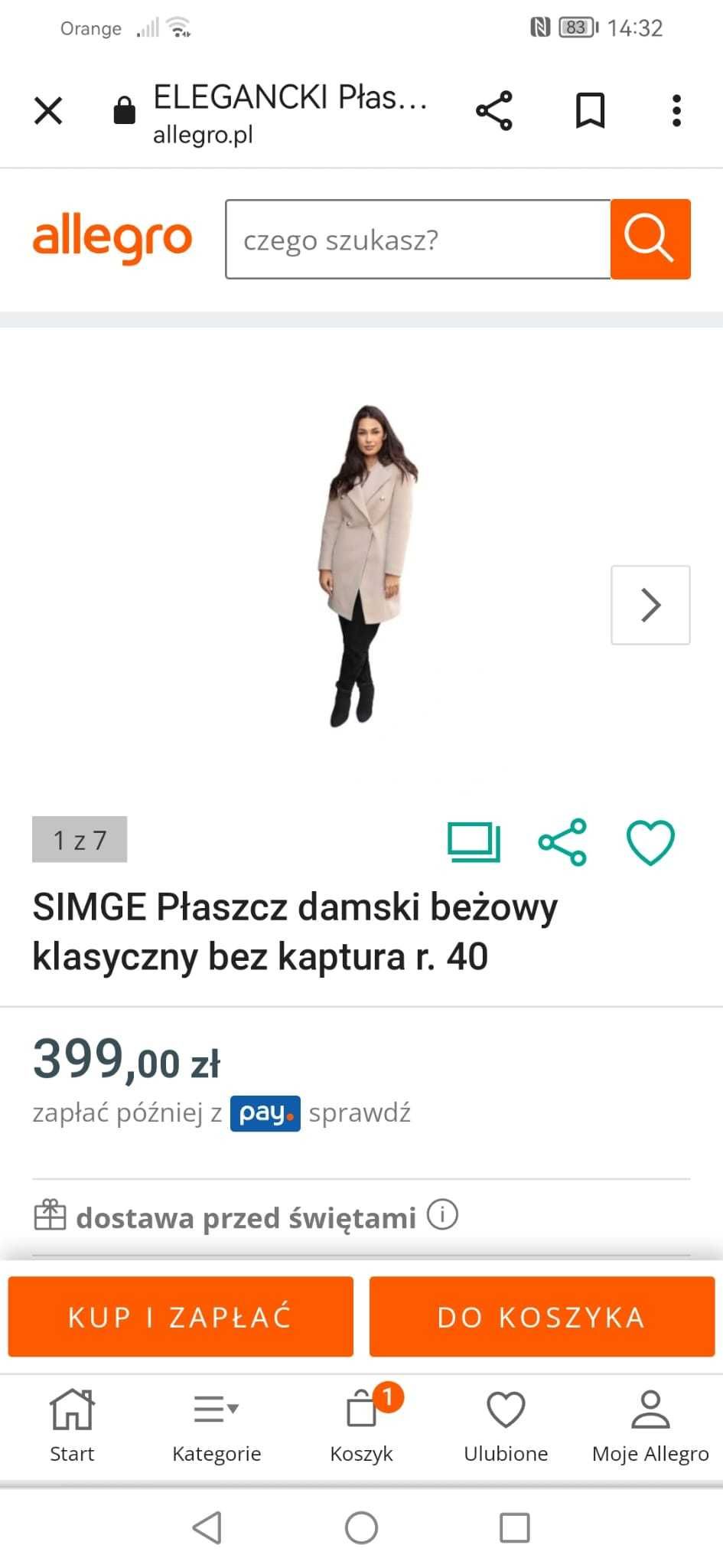 Płaszcz damski polskiej firmy SiMGE