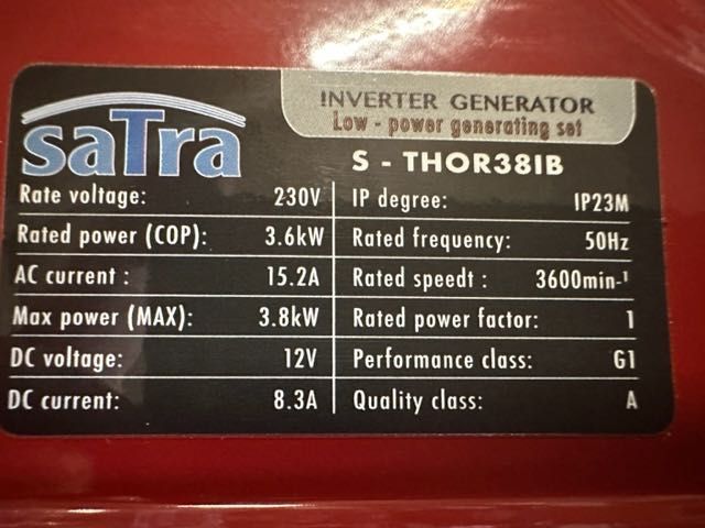 Agregat prądotwórczy Inwertorowy SATRA S-THOR38IB 3,8kW/230V