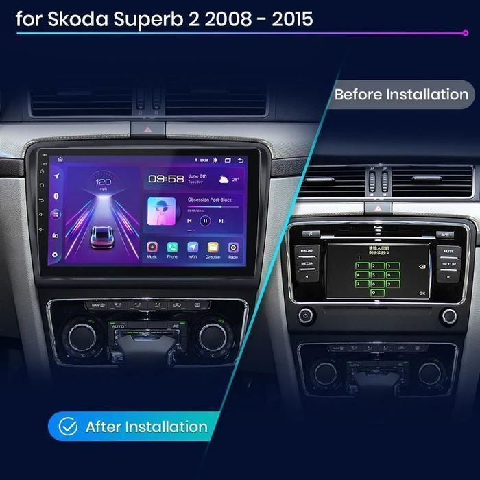 Radio Android V2 Plus do Skoda Superb 2 (2008 - 2015) 6GB, 128GB