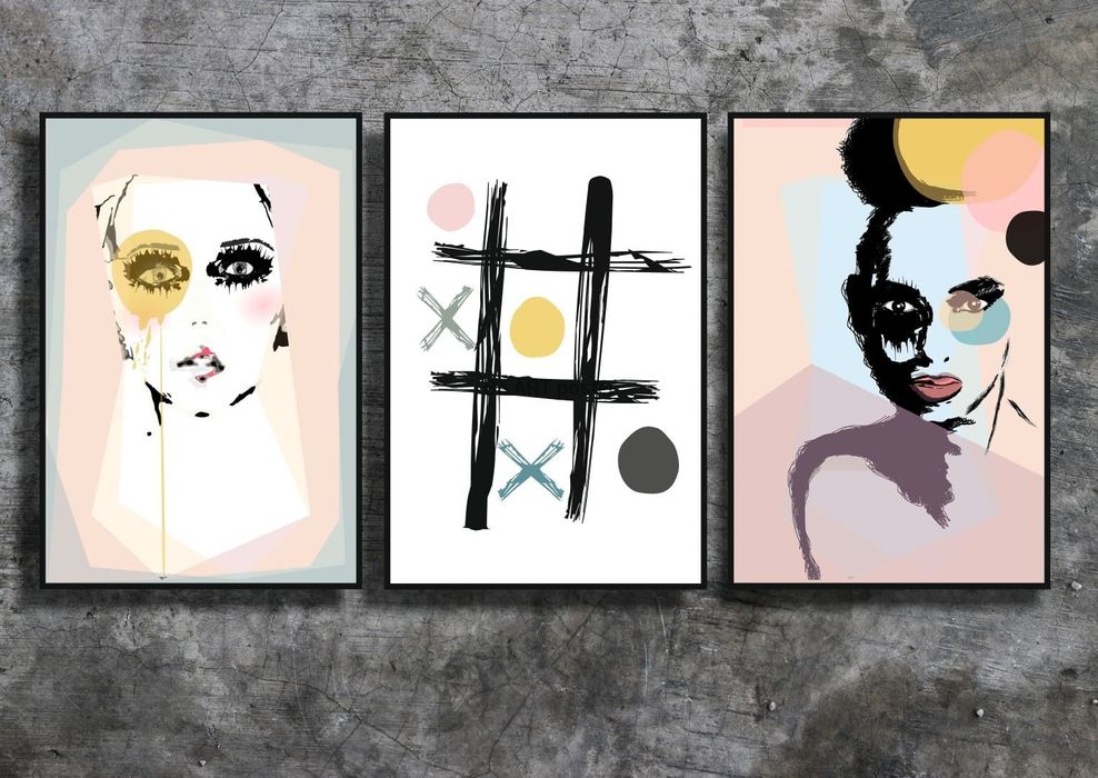 Zestaw 3 plakatów w pastelowych kolorach