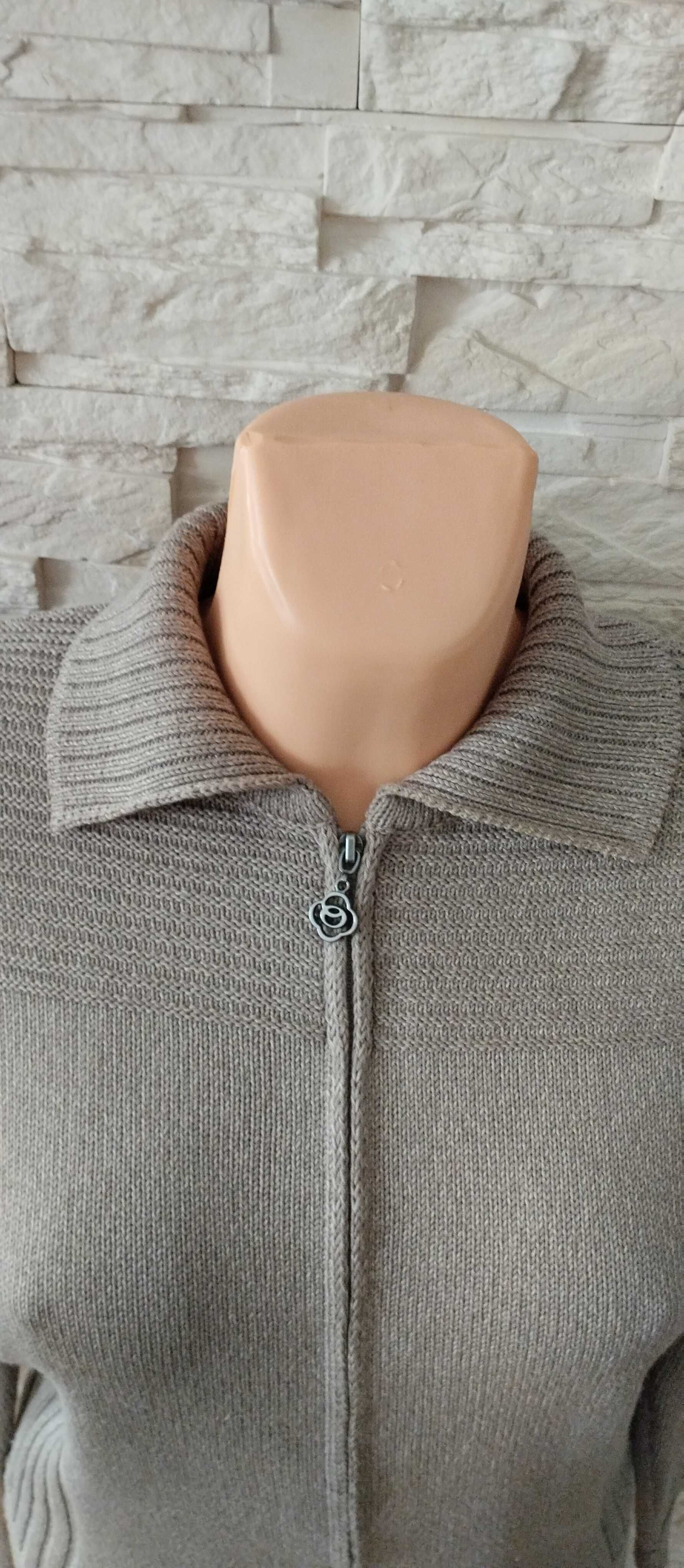 Sweter rozpinany kardigan damski na zamek beżowy M/38 Olsen