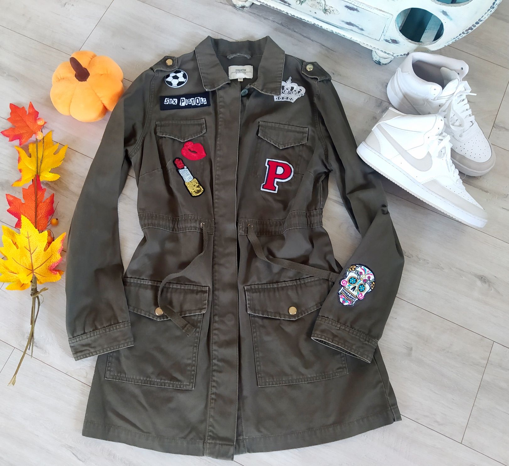 Parka kurtka militarna khaki bawełna r.38