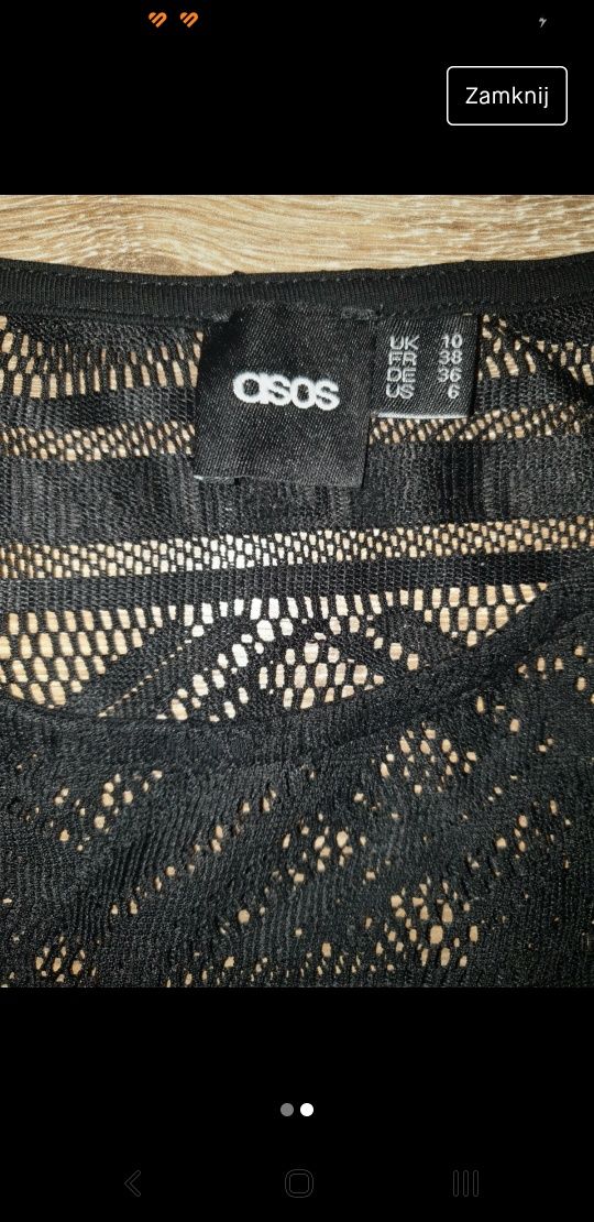 Asos czarna tunika Plażowa ażurowa M 38