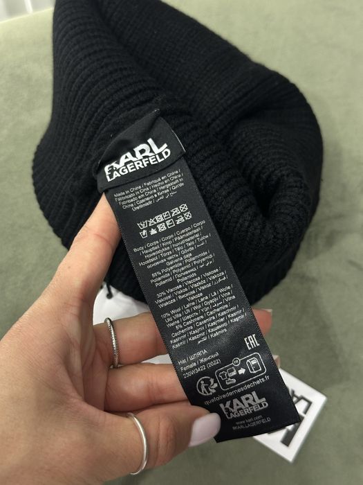 Шапка Karl Lagerfeld, жіноча шапка, чорна шапка