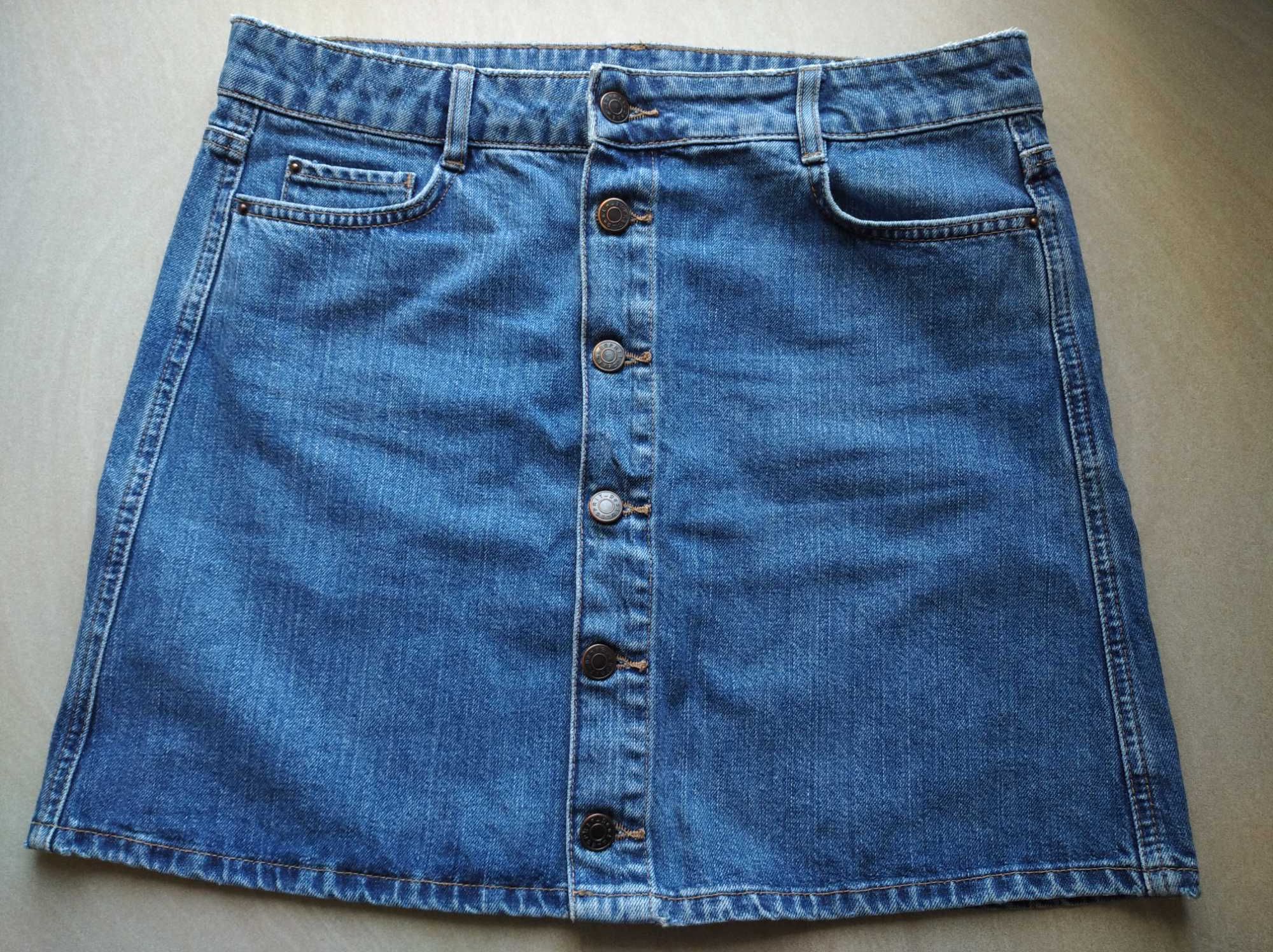 Jeansowa spódnica mini Esprit zapinana na guziki rozmiar M