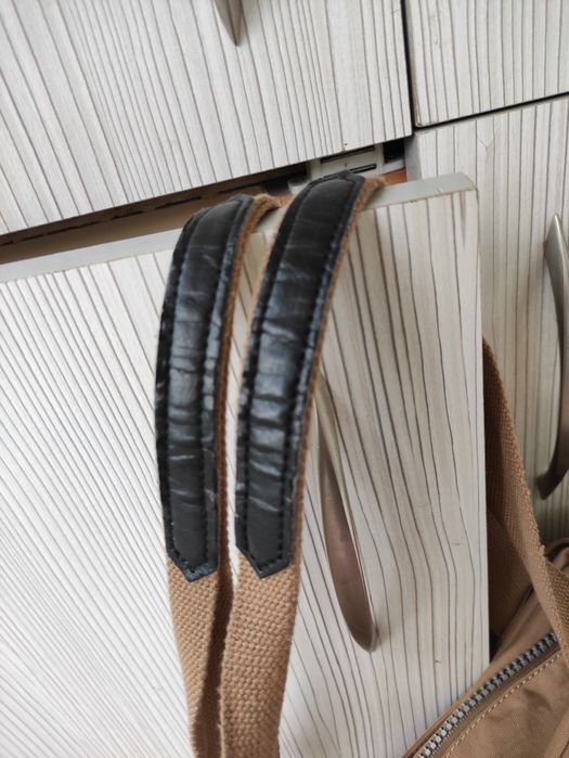 Жіноча текстильна сумка з довгими ручками бежева