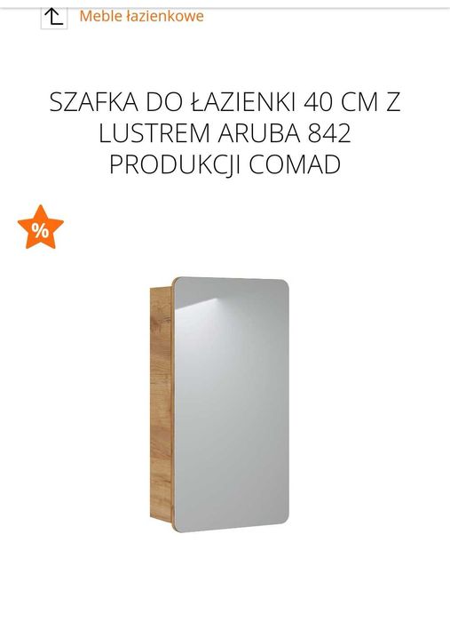 Szafka do łazienki z lustrem 40cm nowa Aruba