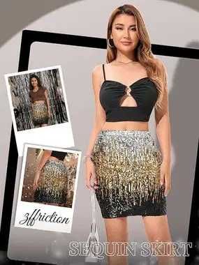 Cekinowa spódnica dla kobiet brokatowa spódnica elastyczna S/M