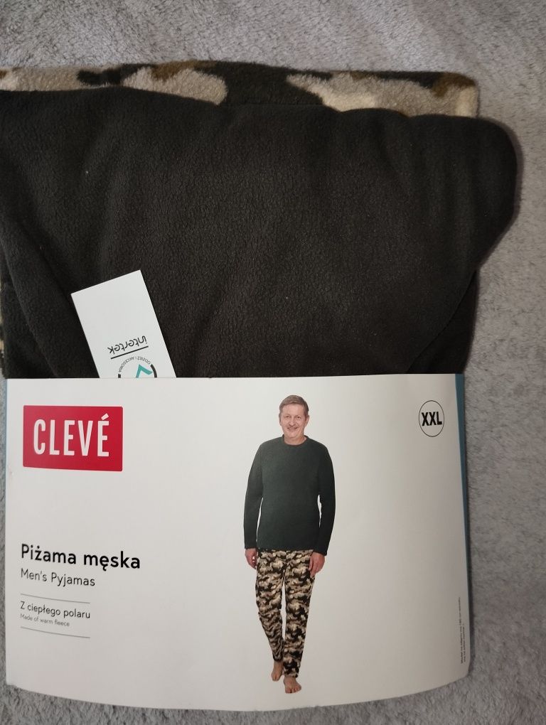 Nowa ciepła zimowa polarowa piżama męska XXL moro