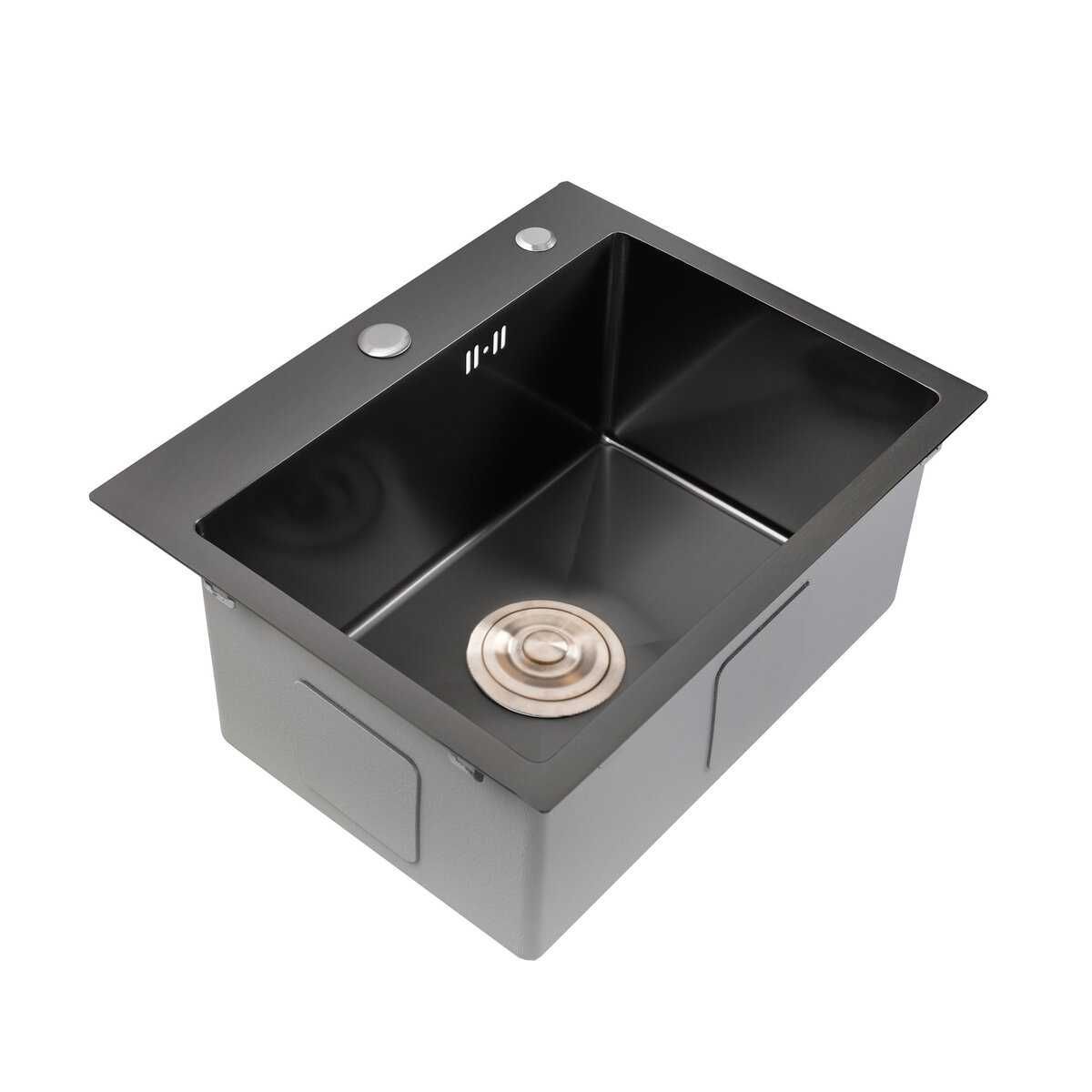 Мойка для кухни Platinum  черная 500х450х220 (толщина 3,0/1,5 мм