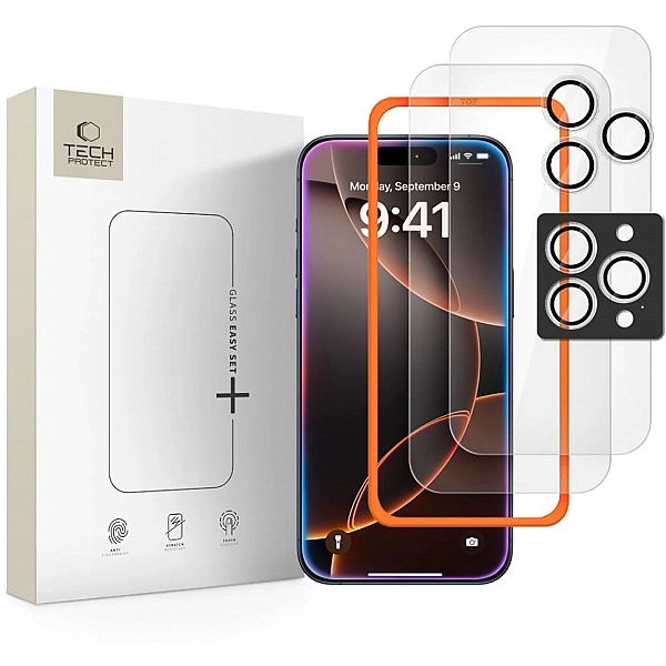 Szkło Hartowane Tech-Protect Easy Set+ 3-Pack Iphone 16 Pro / 17 Pro C