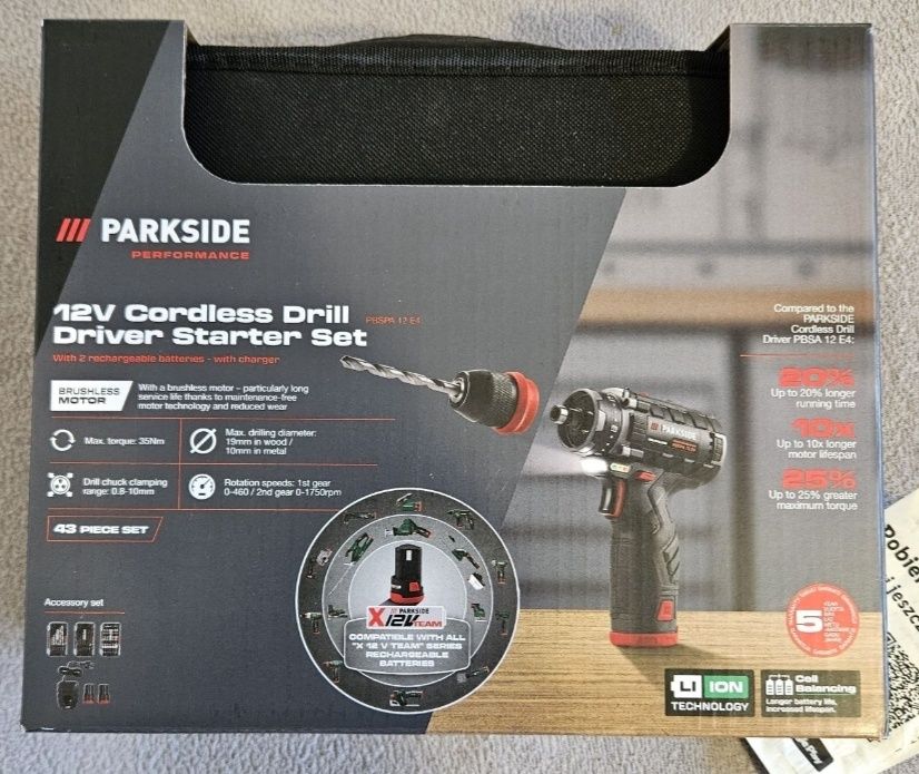 Wiertarko wkrętarka Parkside Performance 12v + Akcesoria