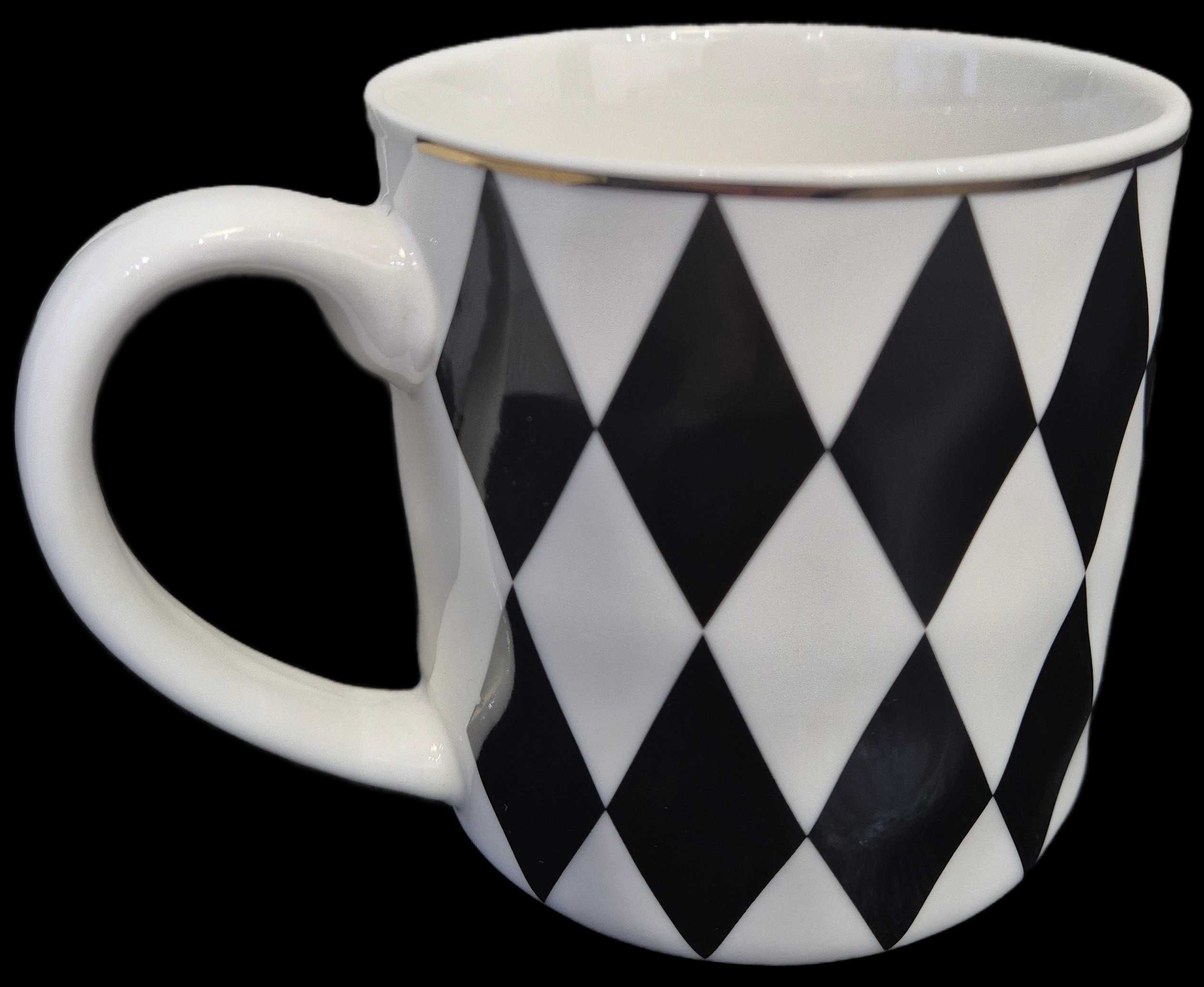 Zestaw 4 kubków ceramicznych Pepco biało-czarne romby