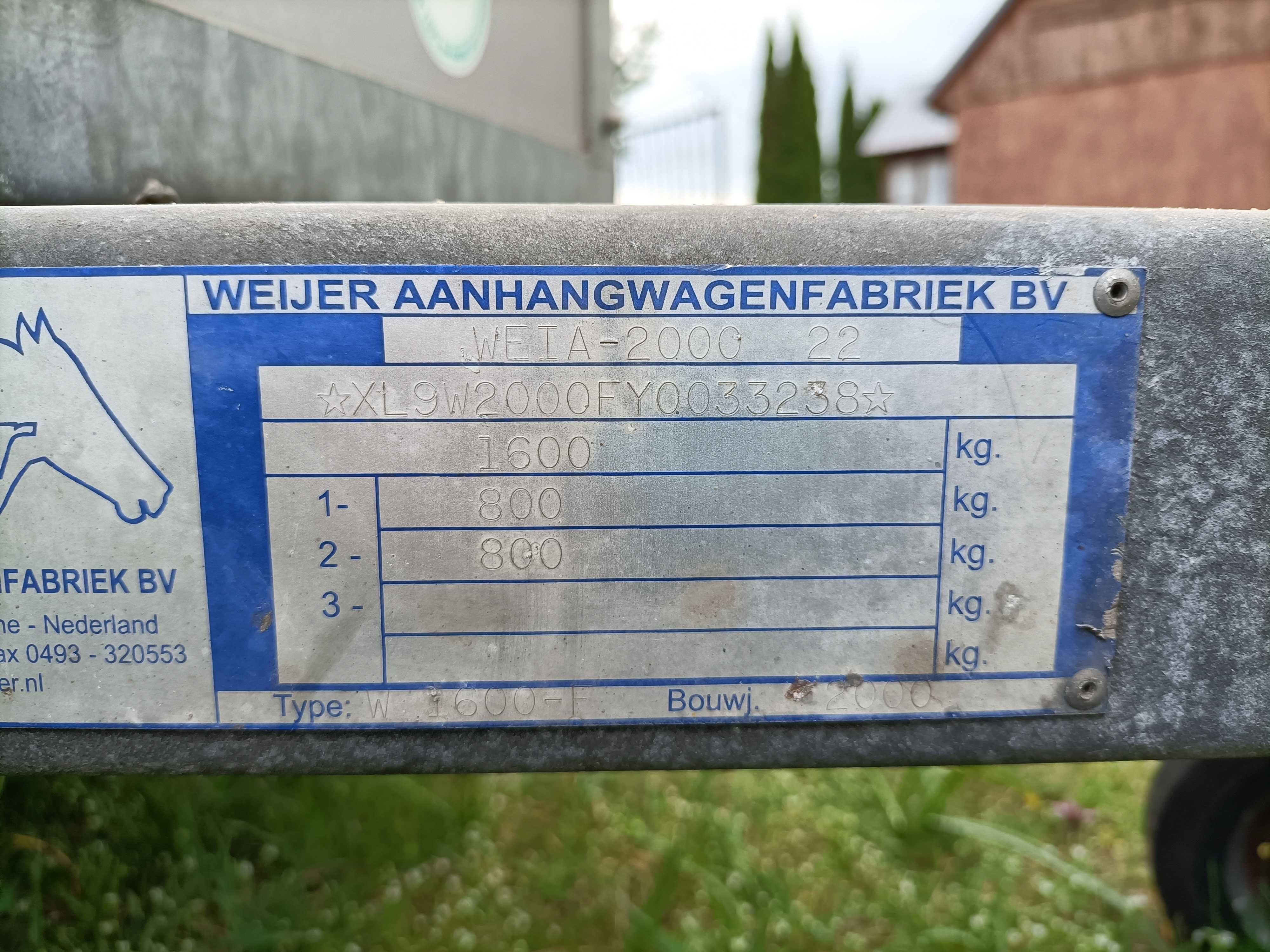 Przyczepa konna, 1,5 konia. 1600 DMC. Weijer. Zarejestrowana w PL.