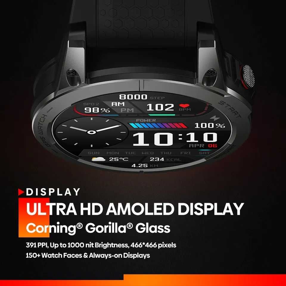 Zeblaze Stratos 3 GPS Amoled GorillaGlass Nowy Folia Orange Smartwatch