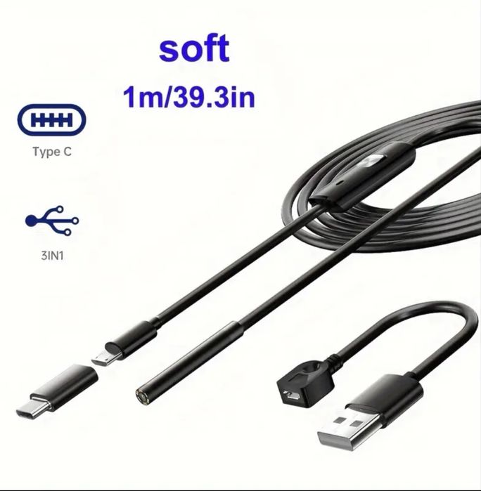 Міні камера для телефону ендоскоп - бороскоп, USB - Type-C - Micro-USB