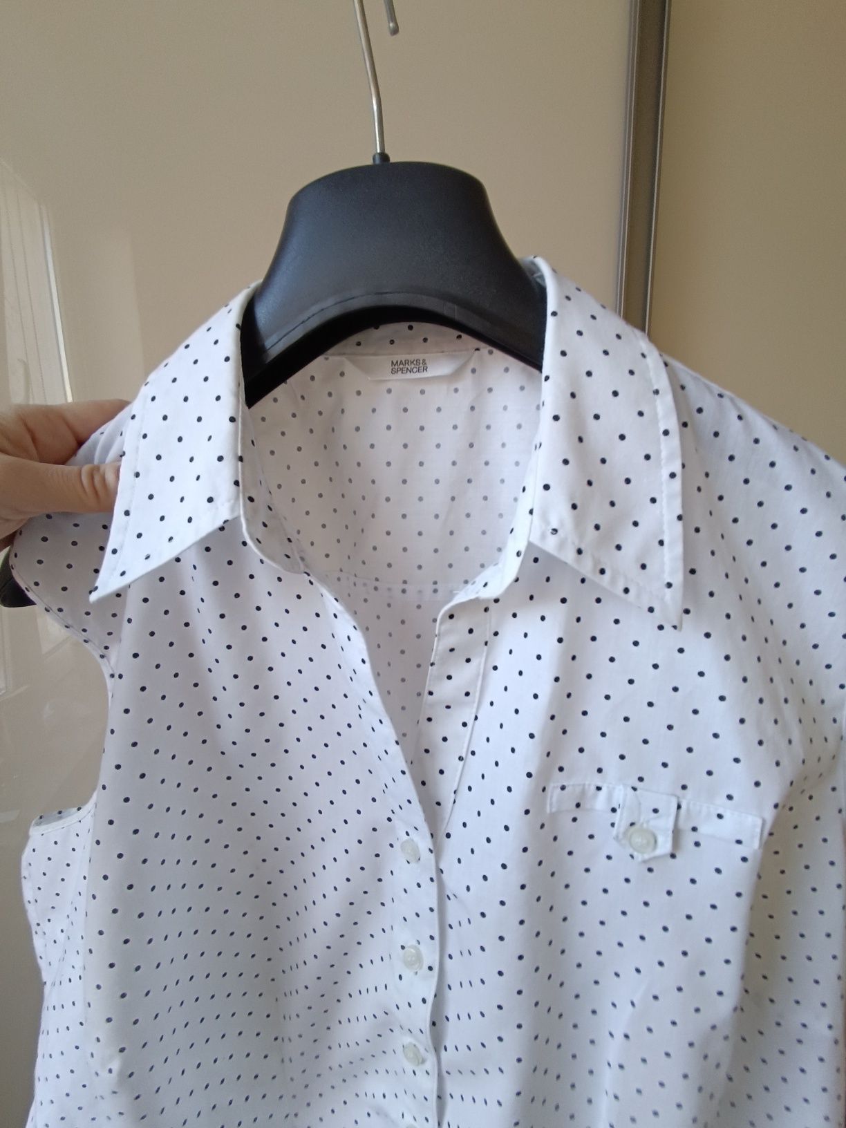 Koszula biała w czarne kropki Marks Spencer  rozmiar XL