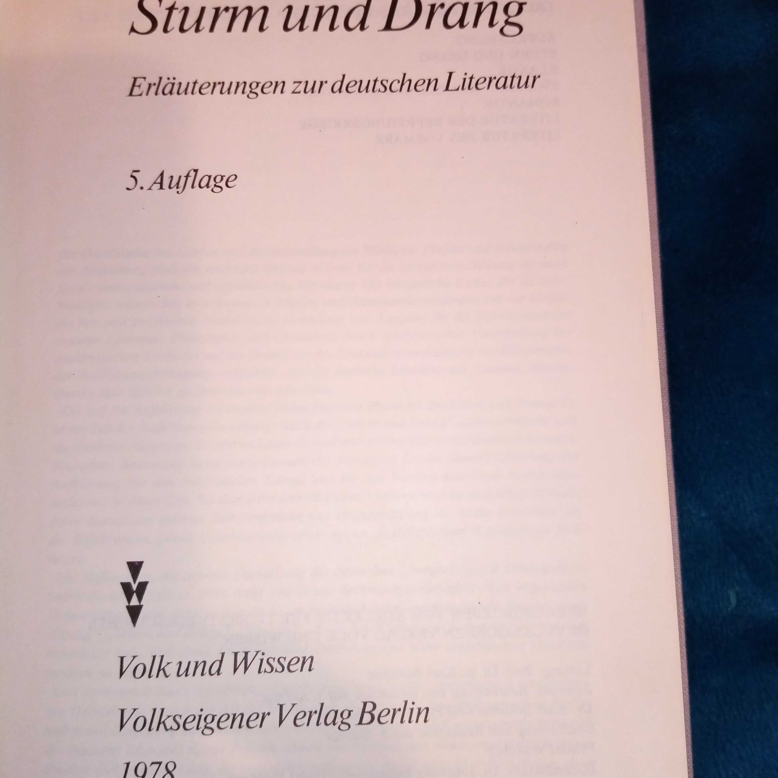 Sturm und Drang Erläuterungen zur deutschen Literatur