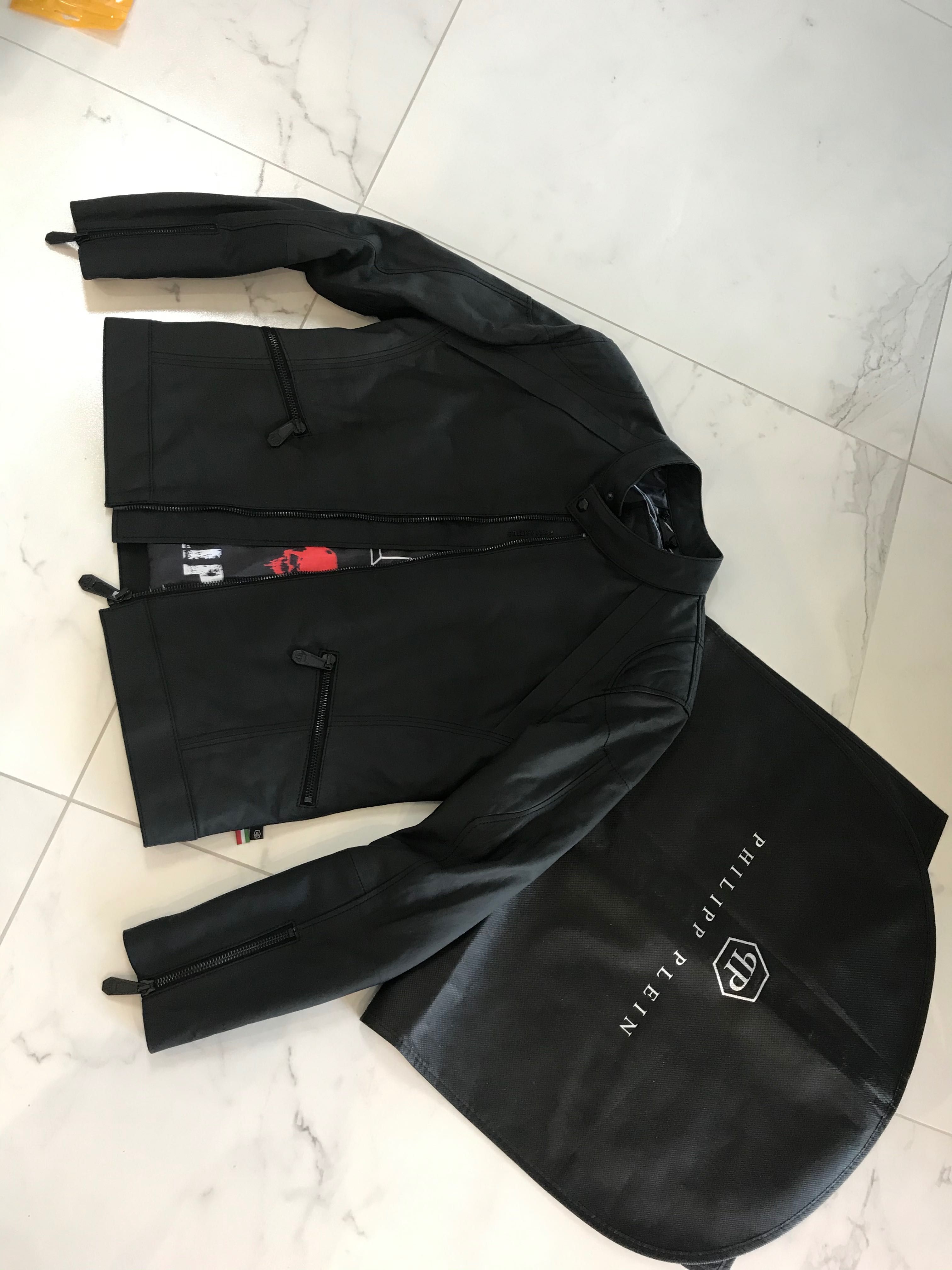 Sale! Kurtka skorzana typu biker Philipp Plein skóra mat ramoneska Xl