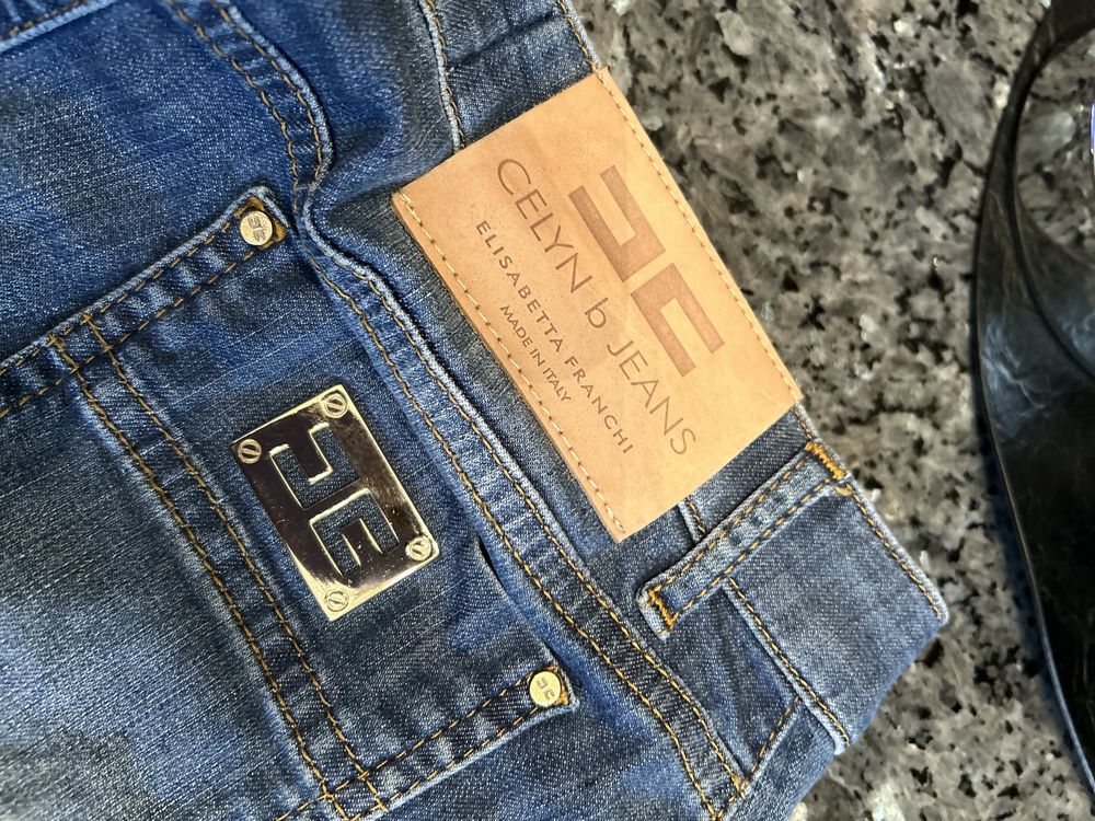 Spodniczka jeans Elisabetta Franchi-zloty zamek r.27